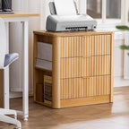 Fluted Nightstand with Charging Station Oak