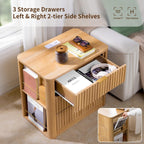 Fluted Nightstand with Charging Station Oak