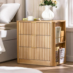 Fluted Nightstand with Charging Station Oak