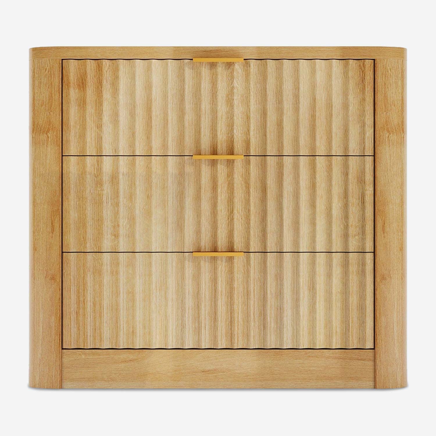 Fluted Nightstand with Charging Station Oak