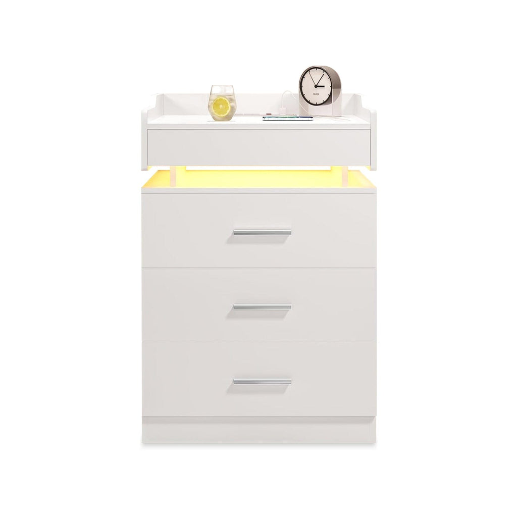 LED Nightstand with Charging Station White