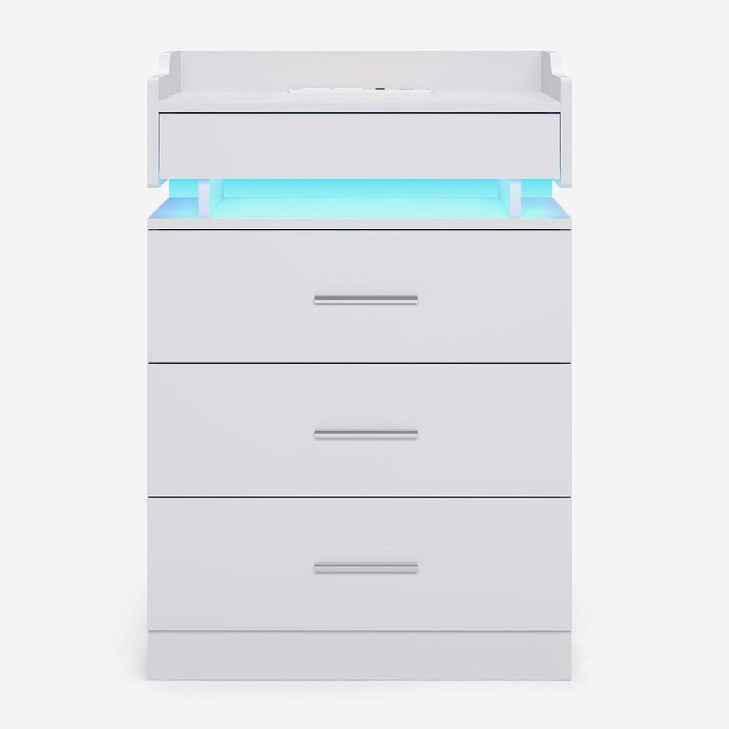 LED Nightstand with Charging Station White