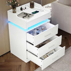 LED Nightstand with Charging Station White