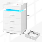 LED Nightstand with Charging Station White
