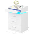 LED Nightstand with Charging Station White