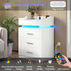 LED Nightstand with Charging Station White