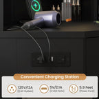 Corner Vanity with Cushioned Storage Stool Black