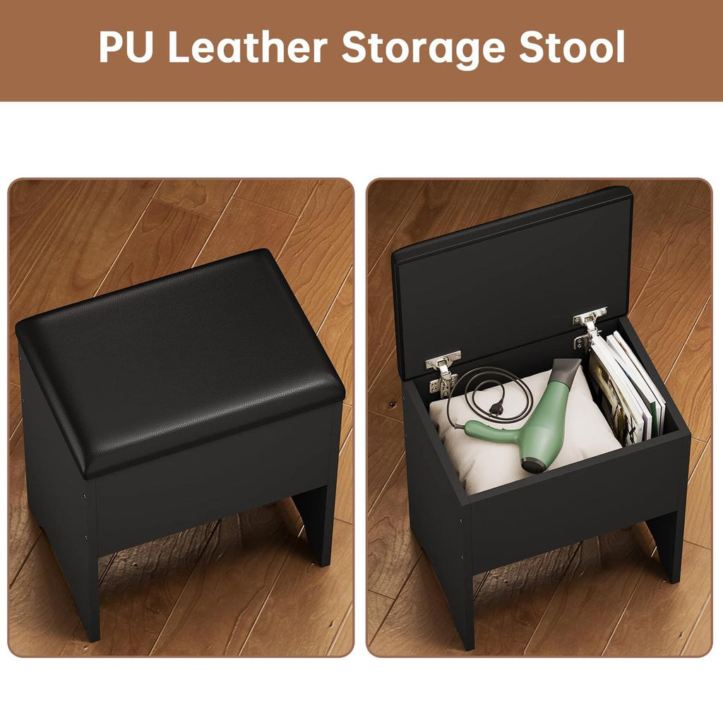 Corner LED Makeup Vanity Table Black