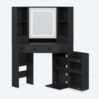 Corner LED Makeup Vanity Table Black