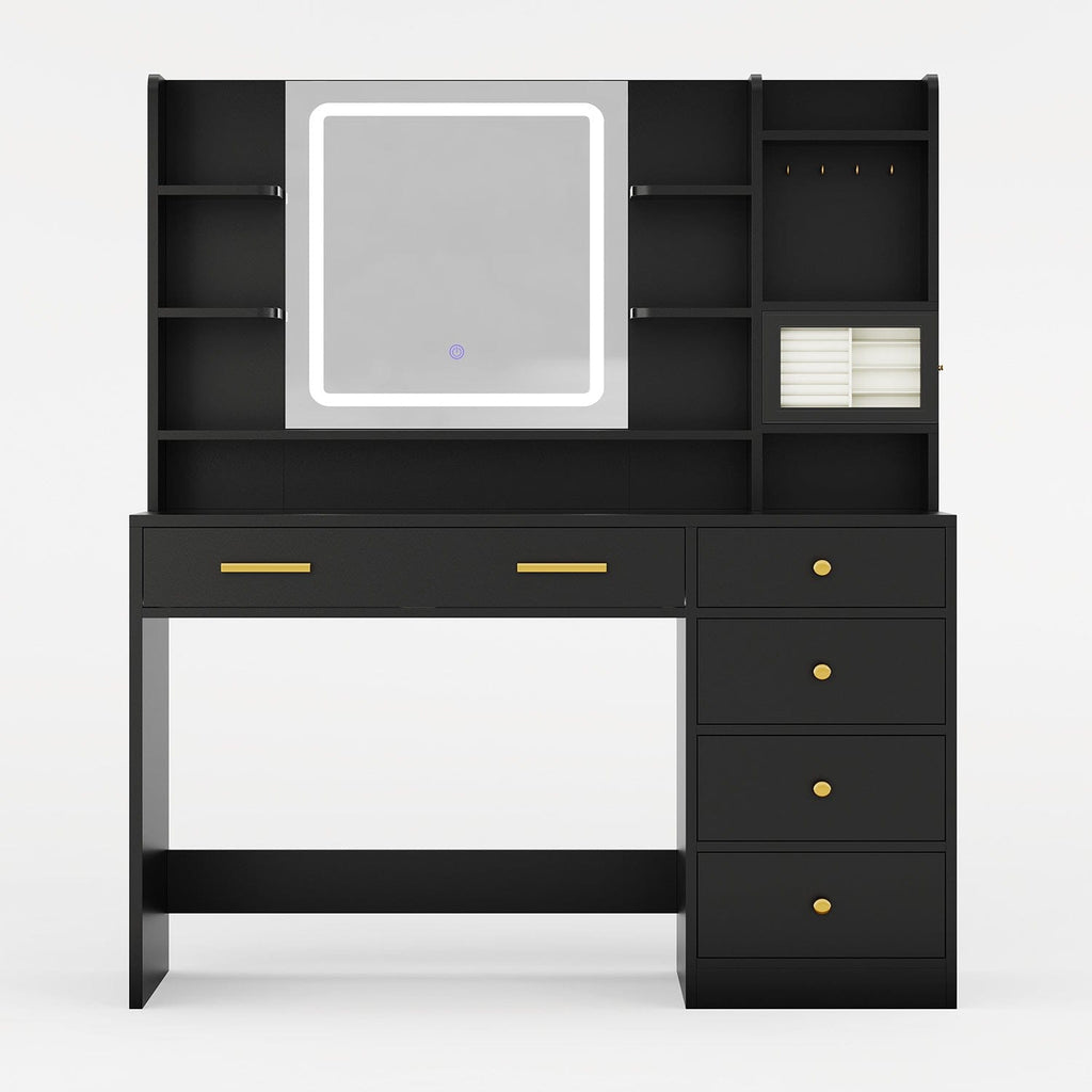 Makeup Vanity with Jewelry Box Black