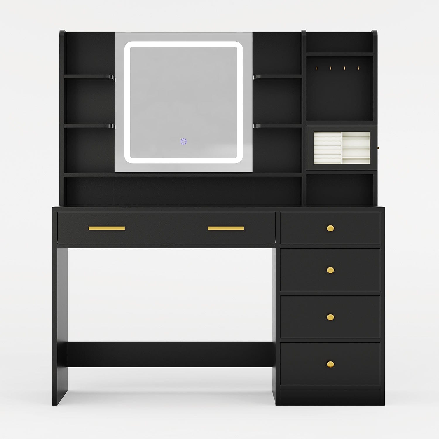 Makeup Vanity with Jewelry Box Black