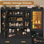 Makeup Vanity with Upholstered Stool Black & Gold