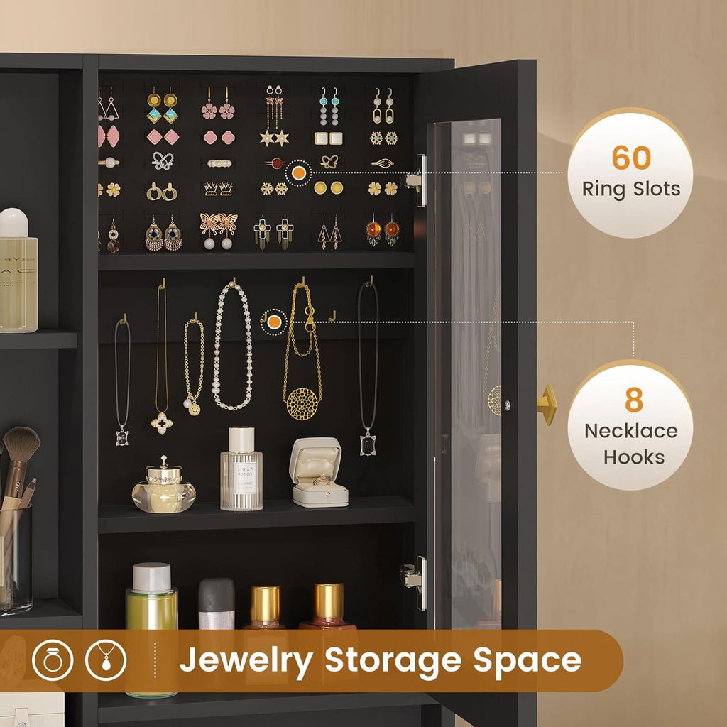 Makeup Vanity with Upholstered Stool Black & Gold