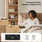 Fluted Makeup Vanity with Sync Music LED Lights and Glass Top Oak