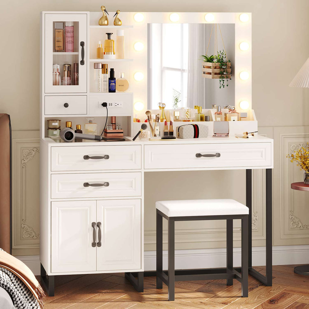 LED Makeup Vanity Set White & Black