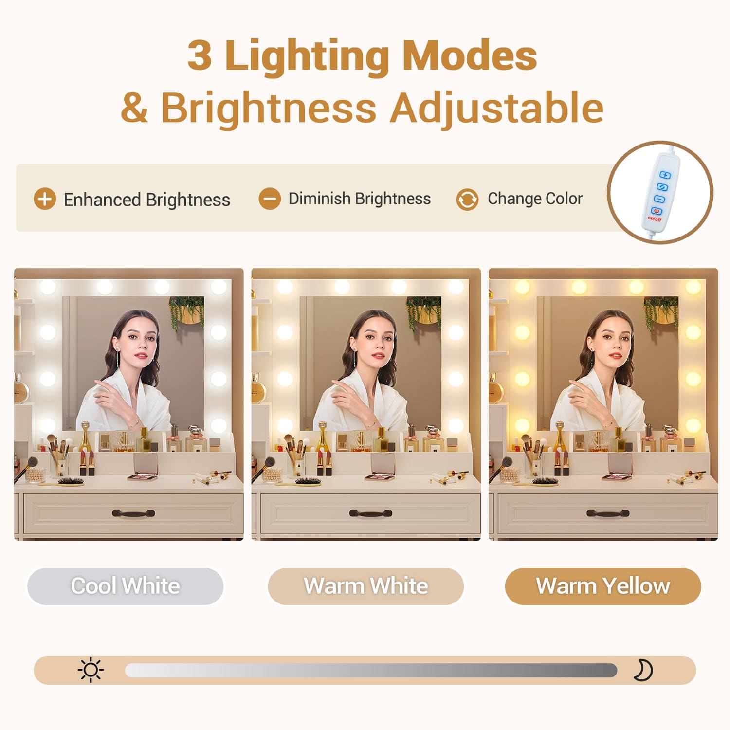 LED Makeup Vanity Set White & Black