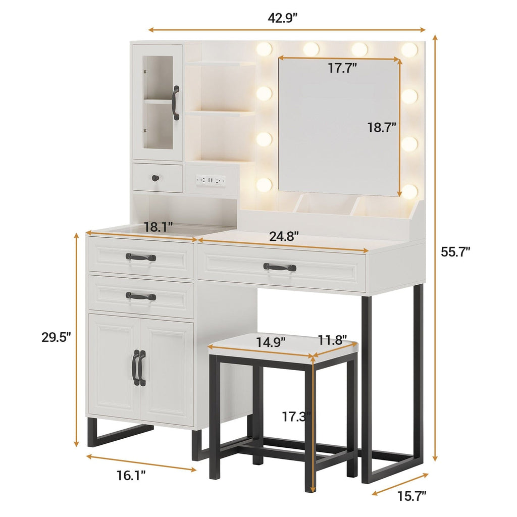 LED Makeup Vanity Set White & Black