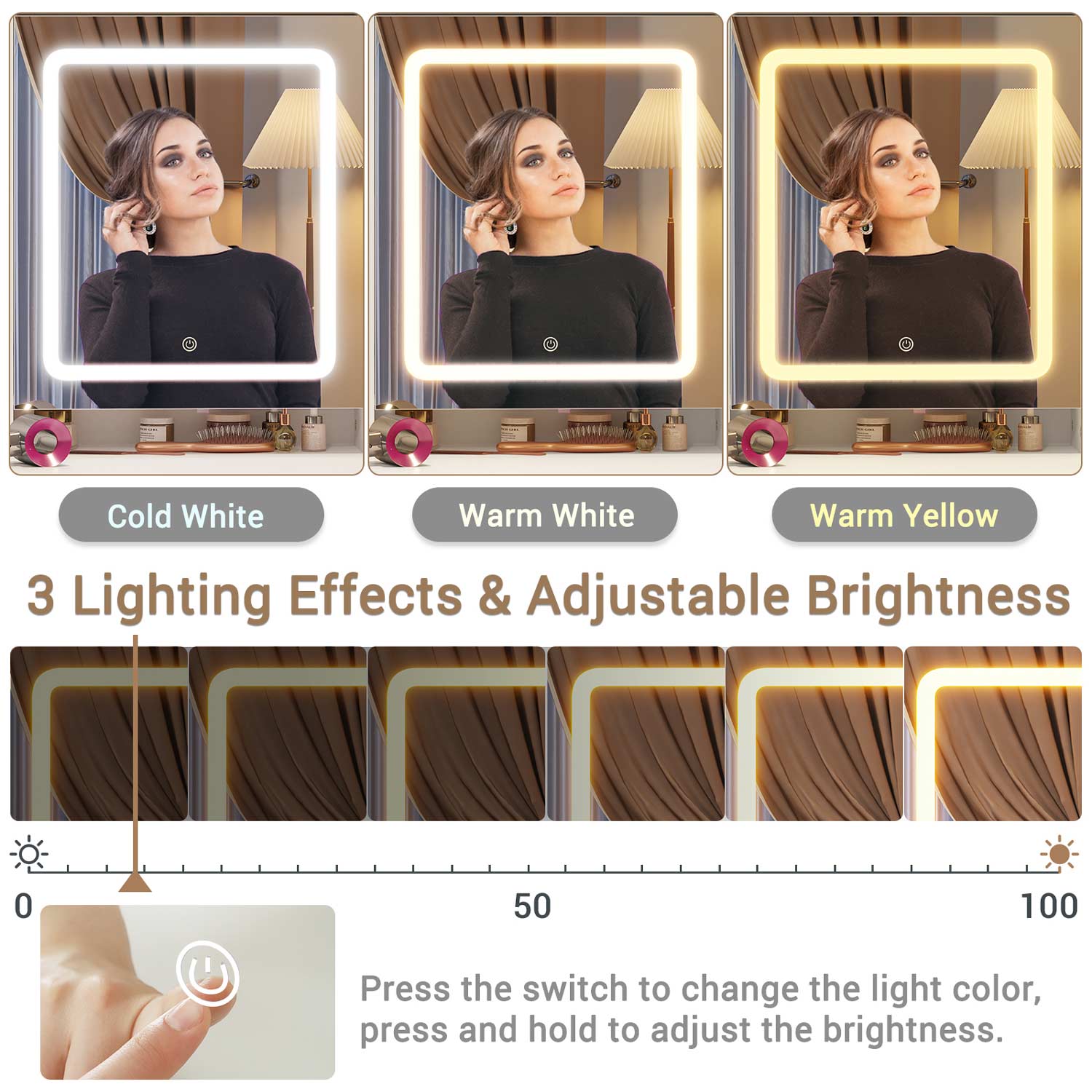 Corner LED Makeup Vanity Table White