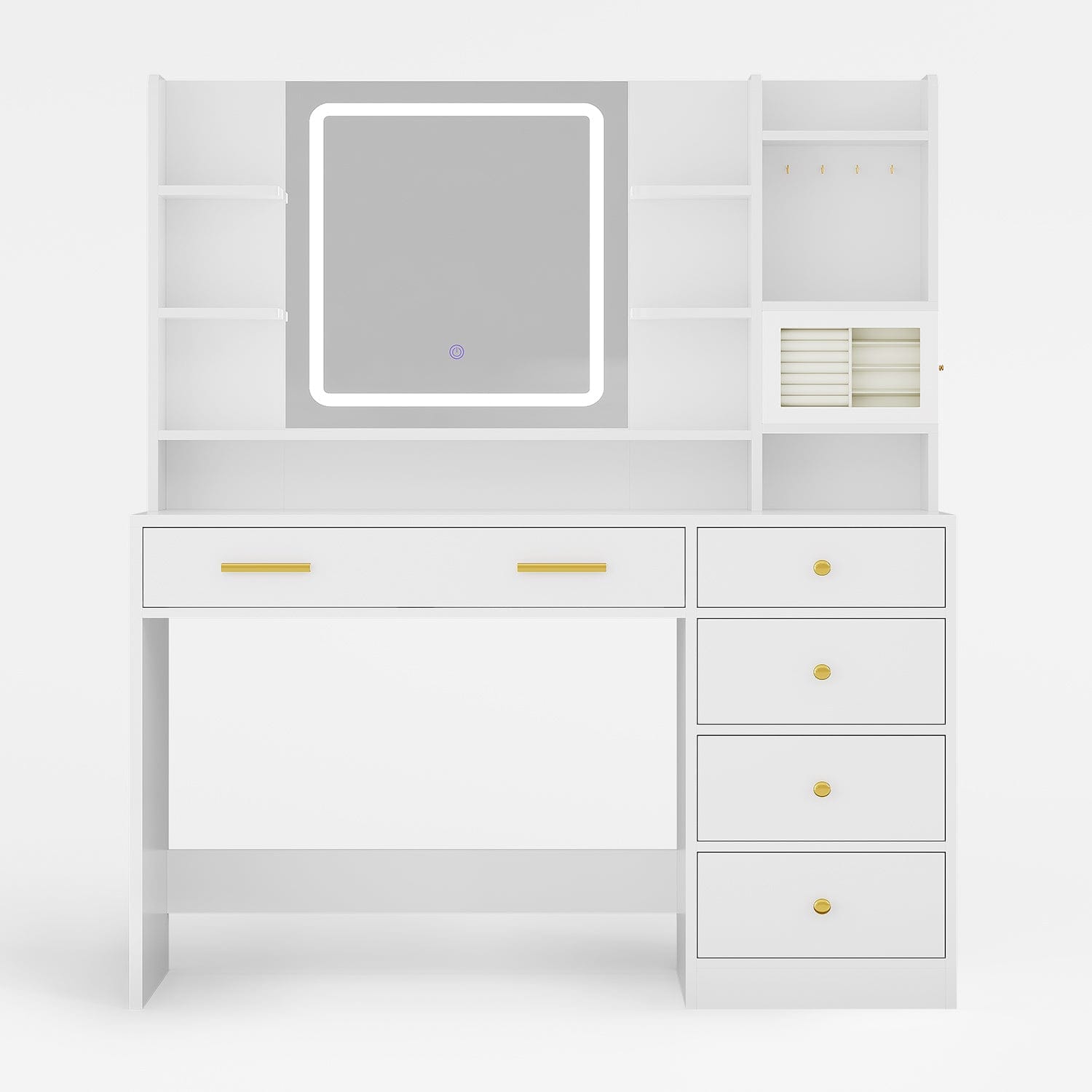 Makeup Vanity with Jewelry Box White