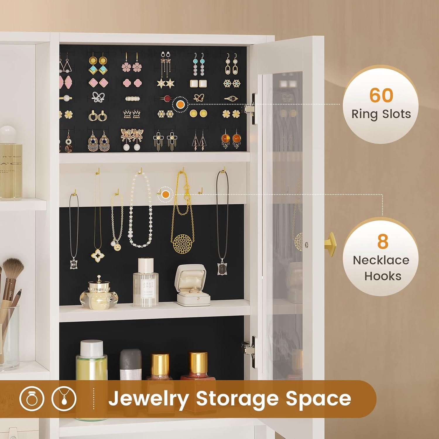 Makeup Vanity with Upholstered Stool White & Gold