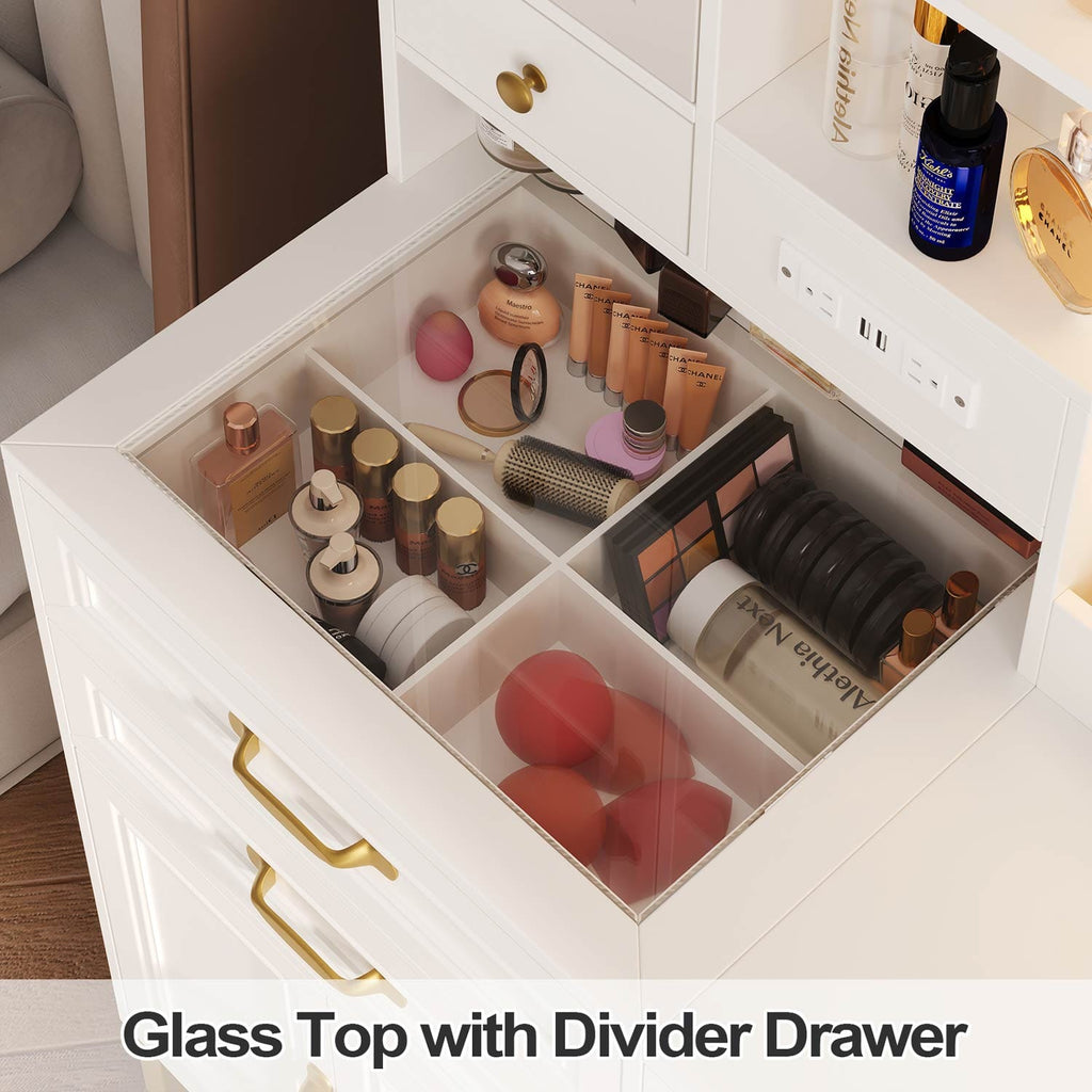 LED Makeup Vanity Set White & Gold