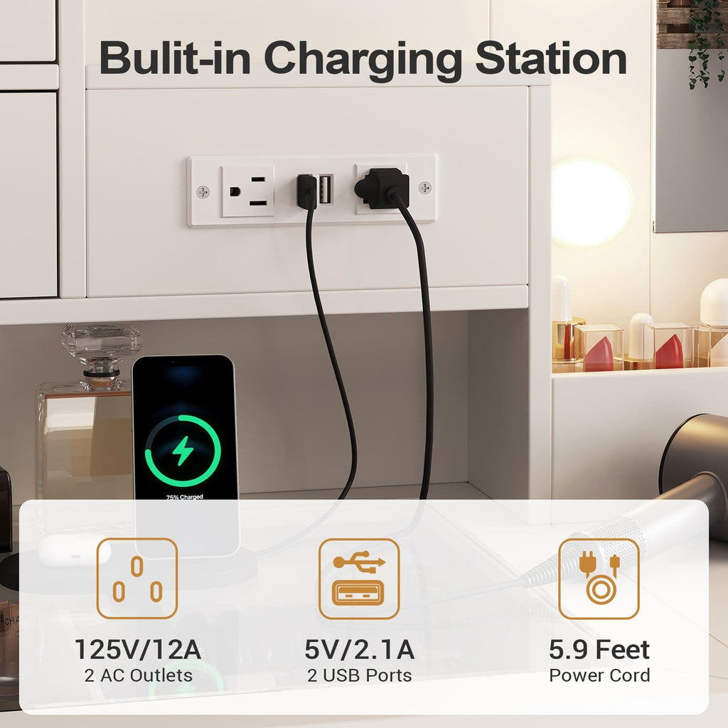 LED Makeup Vanity Set White & Gold