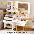 LED Makeup Vanity Set White & Gold
