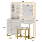 LED Makeup Vanity Set White & Gold